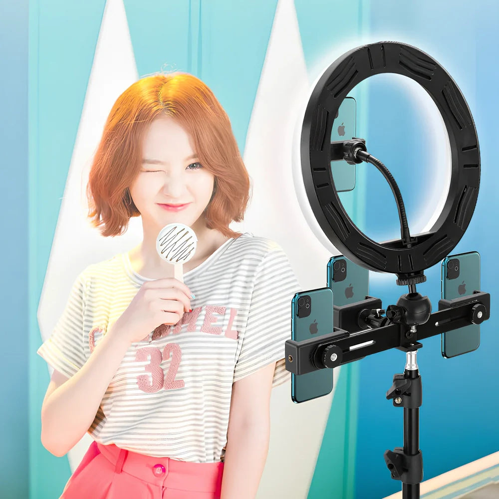 10-inch ring selfie beautifying light with adjustable 19cm metal bracket for smartphone photography