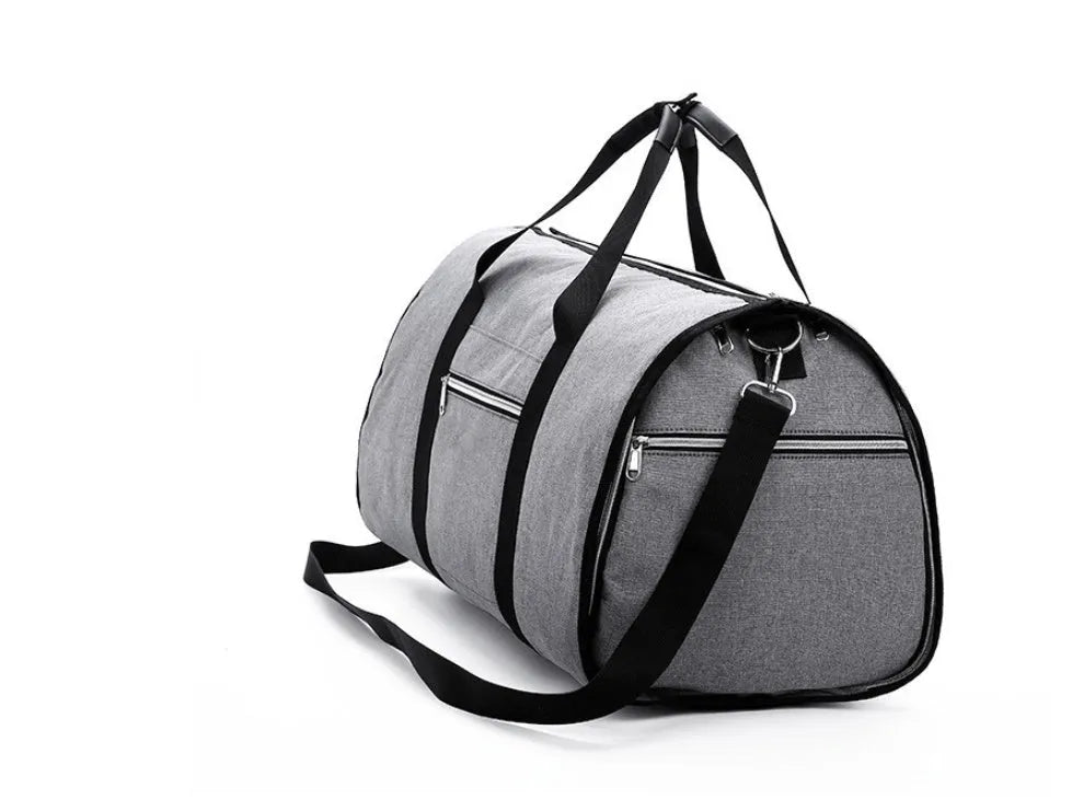 Cylinder travel bag in black with 36-55L capacity, Oxford cloth waterproof construction