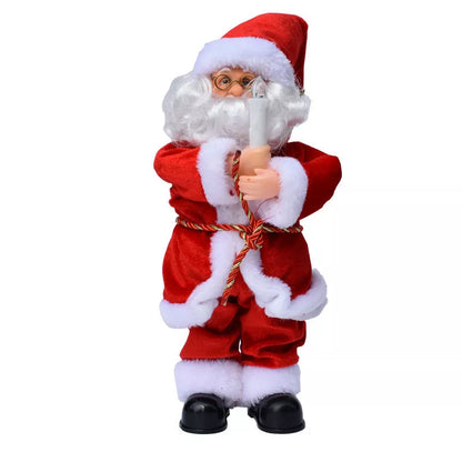 Electric Santa Claus Music Doll playing saxophone, guitar, and drums for holiday decoration