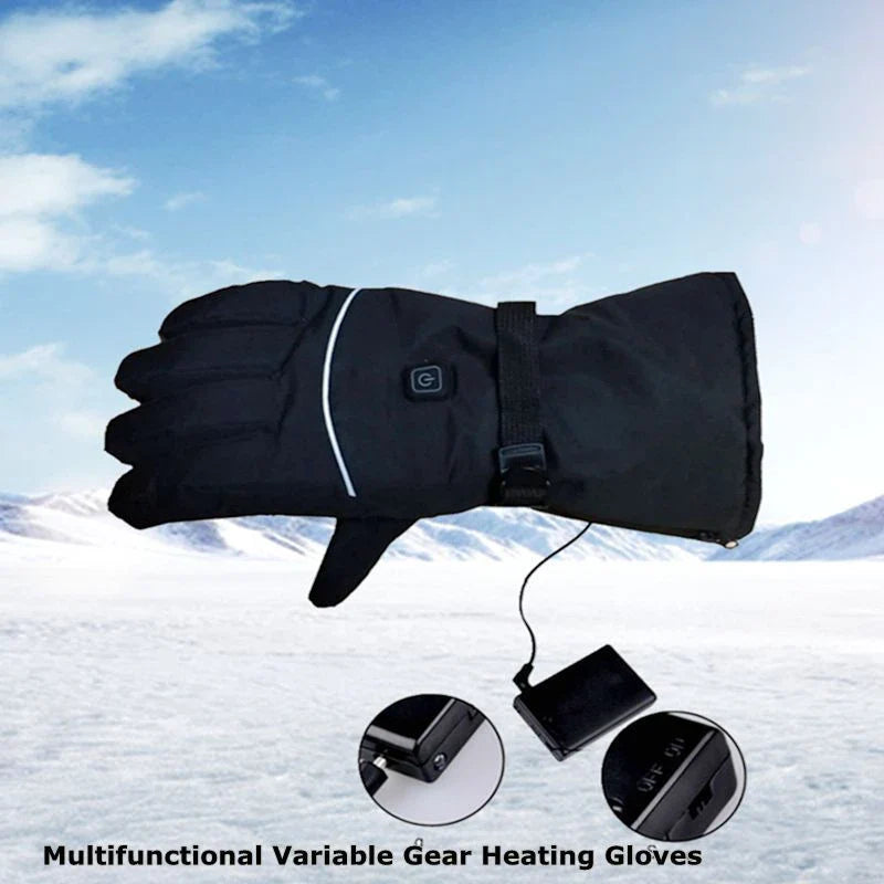 Premium electric heating gloves with three temperature settings, made with high-quality velvet and PU leather for superior warmth and grip.
