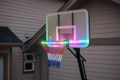 Induction Color Changing Basketball Frame Light attached to rim, illuminating at night