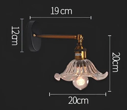 Vintage industrial wall lamp with glass body and adjustable lighting settings