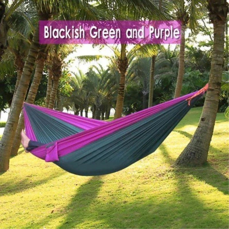 Durable and lightweight parachute hammock in various outdoor-friendly color options