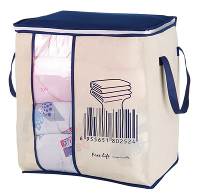 Non-woven fabric under-bed storage organiser showing 45.55×29×51cm dimensions and folding design