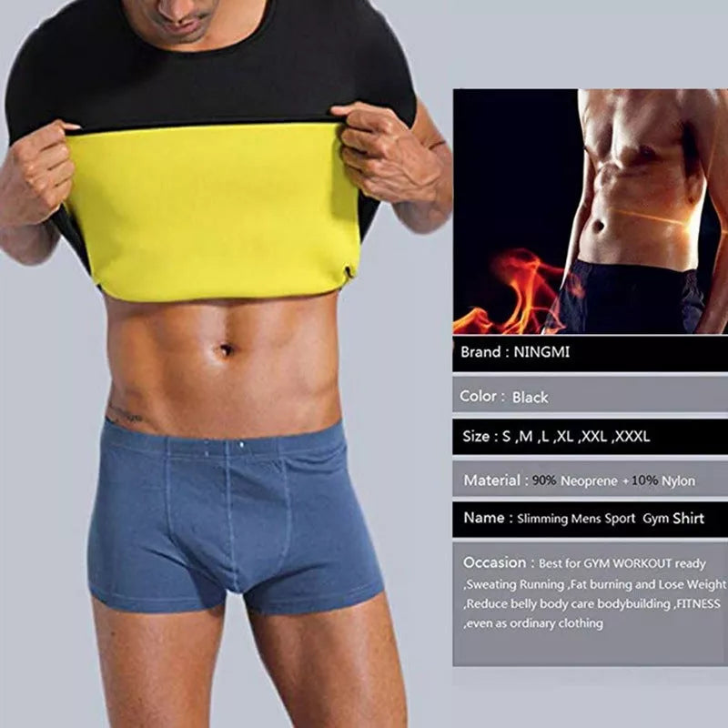 Men's black neoprene slimming shaper underwear for enhanced workout sweat and waist slimming