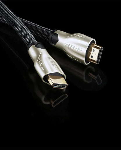 Version 2.0 4K HDMI cable with gold-plated connectors and black PVC coating showing length options