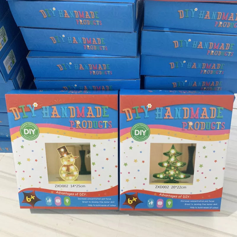 Hand-painted DIY LED Snowman and Christmas Tree Decorative Lamp for holiday decor