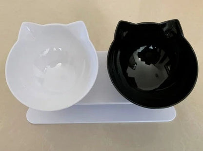 An inclined cat food bowl with a transparent design and a sturdy base, providing a comfortable and hygienic dining experience for your feline friend.