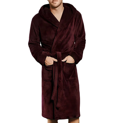 Nylon hooded bathrobe with velvet lining in multiple colours and sizes with belt closure
