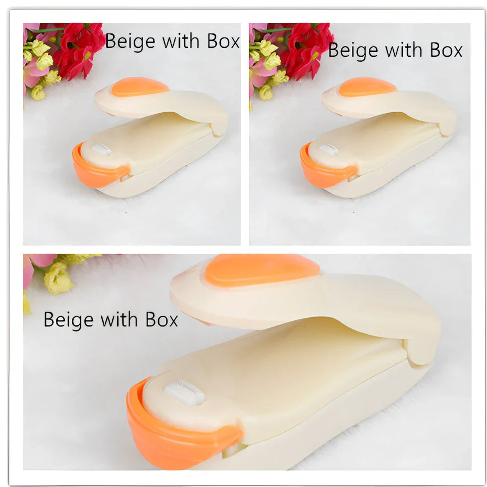Mini hand pressure heat sealing machine measuring 10cm with magnetic base for plastic bag food preservation