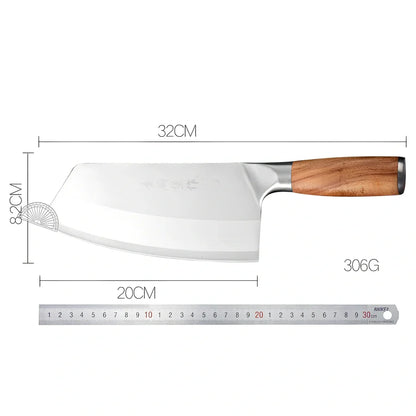 Professional kitchen slicing knife with 20cm stainless steel blade and 60-degree tip angle