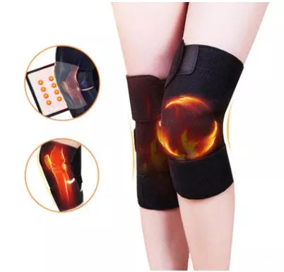 Black warm knee pads with double-sided heating for cold weather comfort