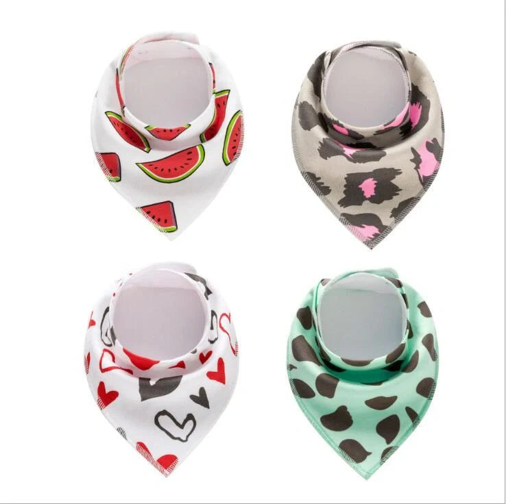 Stylish baby bibs and burp cloths featuring trendy arrow, wave, and triangle designs in soft, absorbent cotton