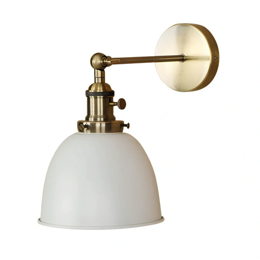 Bedroom light with adjustable iron shade in multiple colour options