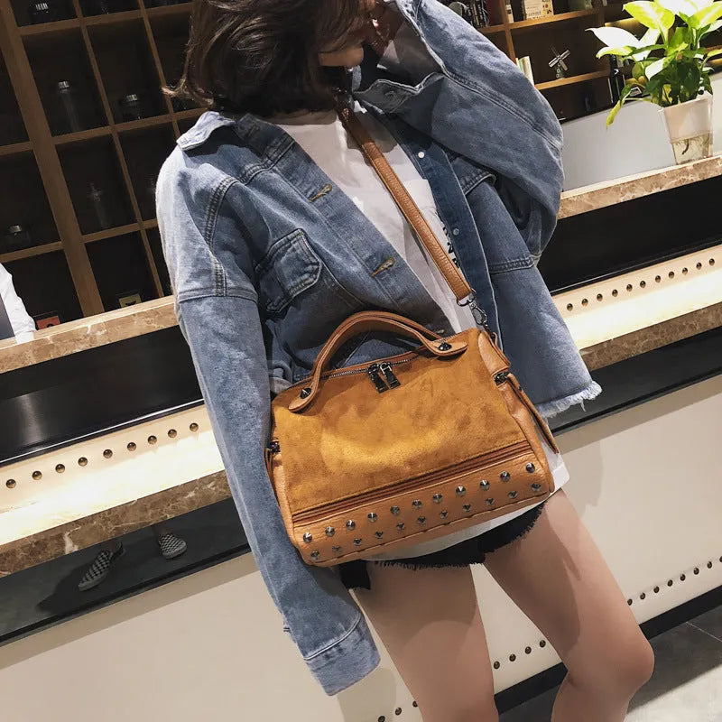 Women's casual tote shoulder bag in soft PU leather with smooth zipper, large capacity, and weighing 340g