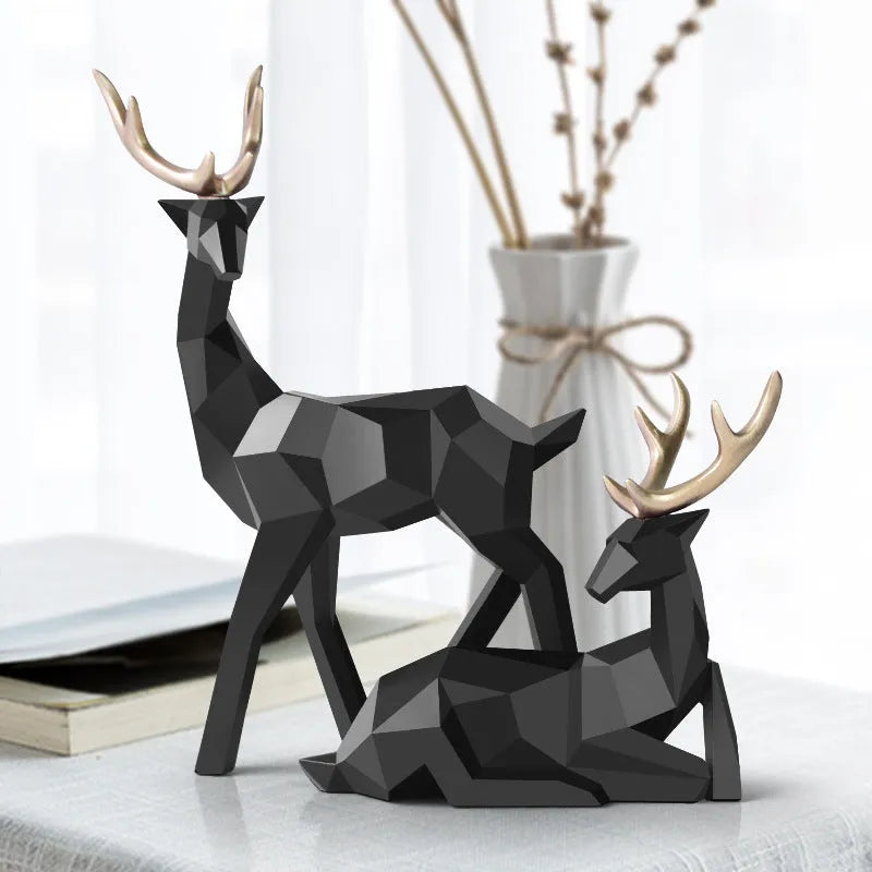Modern resin deer sculpture decoration in simple contemporary style with animal figurine design