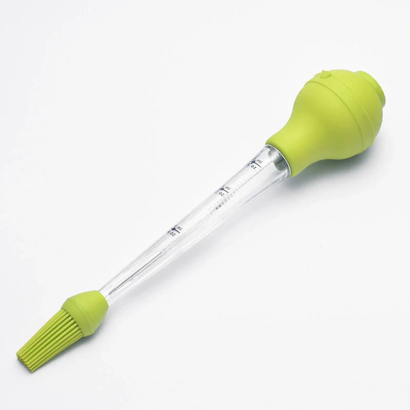 Drip oil seasoning tube with cleaning brush, 6.4X31.5cm, available in blue, green, and red