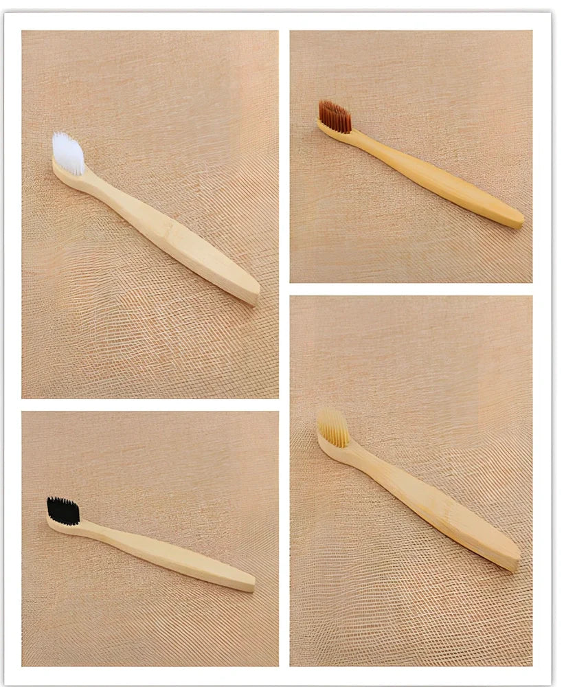 Organic bamboo toothbrush with 17.5cm ergonomic handle and charcoal-infused bristles for sustainable dental care