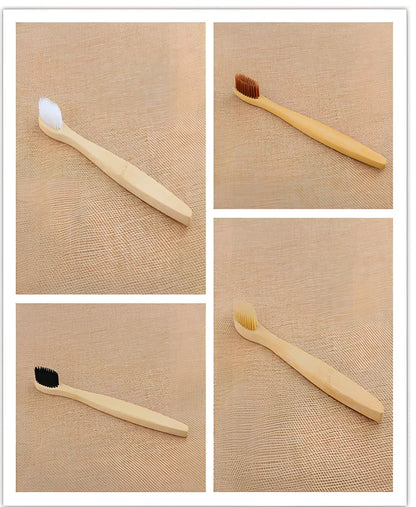 Organic bamboo toothbrush with 17.5cm ergonomic handle and charcoal-infused bristles for sustainable dental care