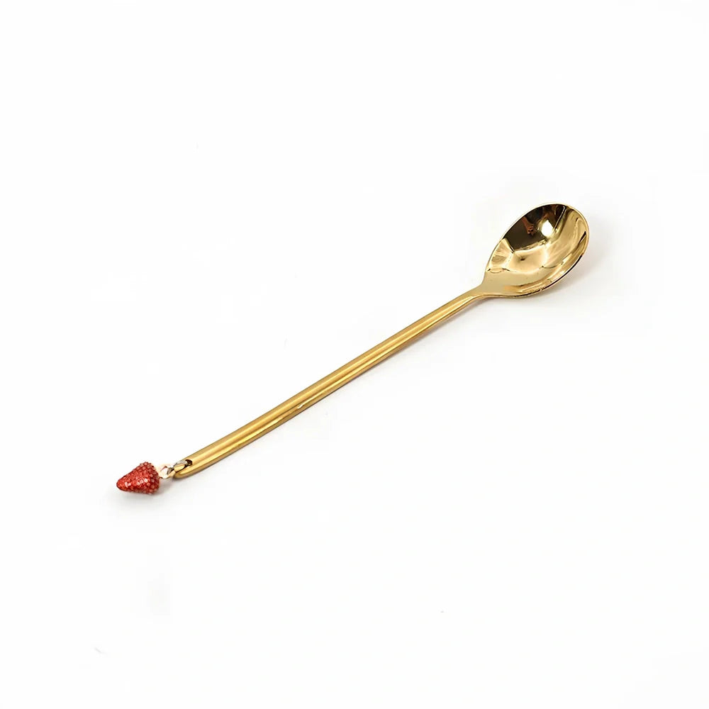 Christmas serving spoon in stainless steel with silver finish measuring 135mm length