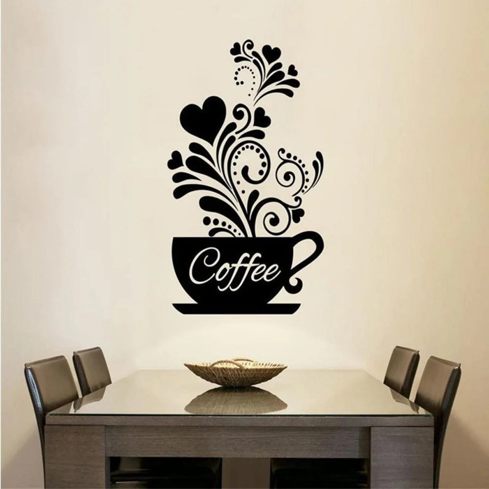 Elegant floral wall decal with a vibrant flower pattern to beautify kitchen walls