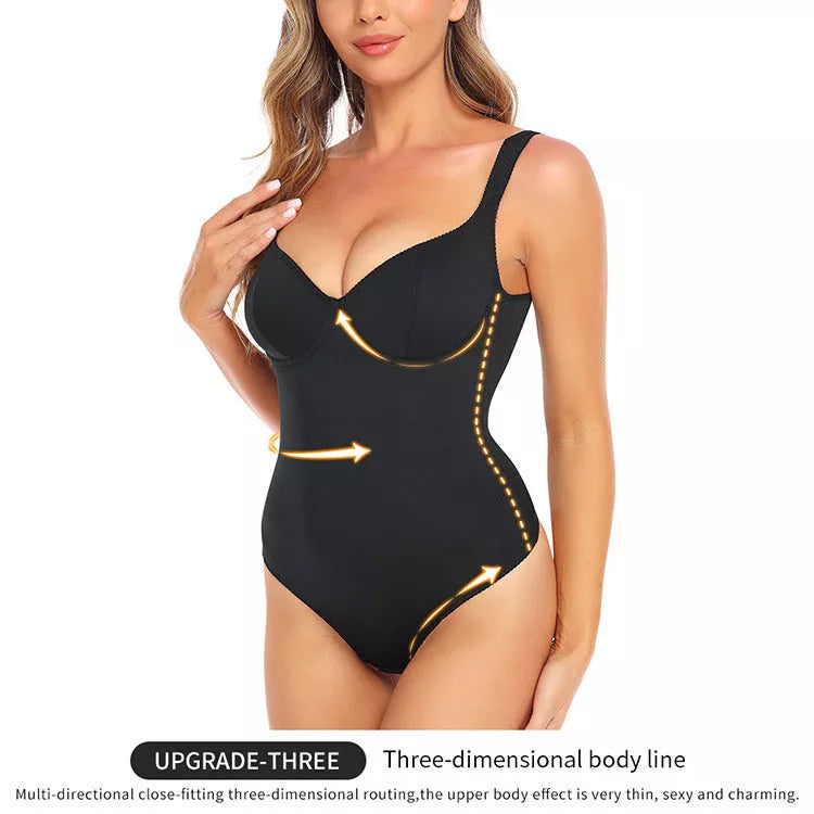 Black jumpsuit shapewear with free bra for sports, sizes S to 4XL