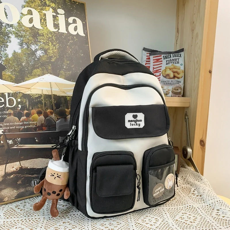 Stylish preppy backpack for women with large capacity and multiple pockets