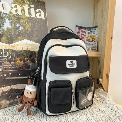 Stylish preppy backpack for women with large capacity and multiple pockets