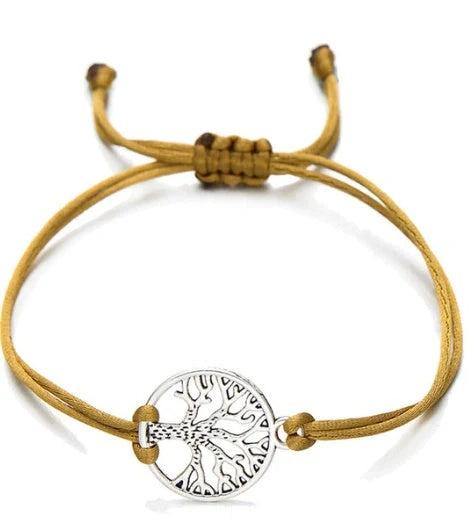 Handcrafted Tree of Life bracelet with adjustable woven design in various vibrant colors