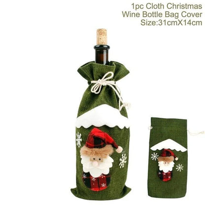 Festive Christmas wine bottle socks in vibrant colors, perfect for holiday decor