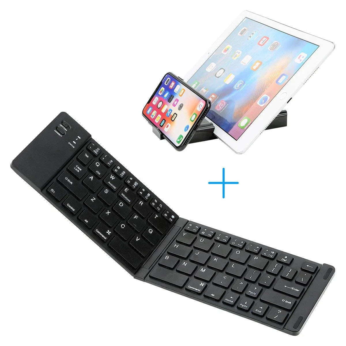 Ultra-portable wireless Bluetooth keyboard with foldable design for smartphones and tablets