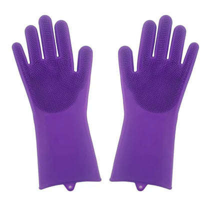 FDA food grade silicone kitchen cleaning gloves with orange colour and 357mm length