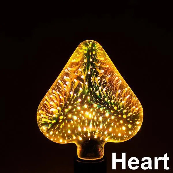 LED 3D firework decoration bulb projecting light patterns with E27 socket