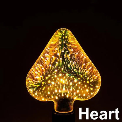 LED 3D firework decoration bulb projecting light patterns with E27 socket
