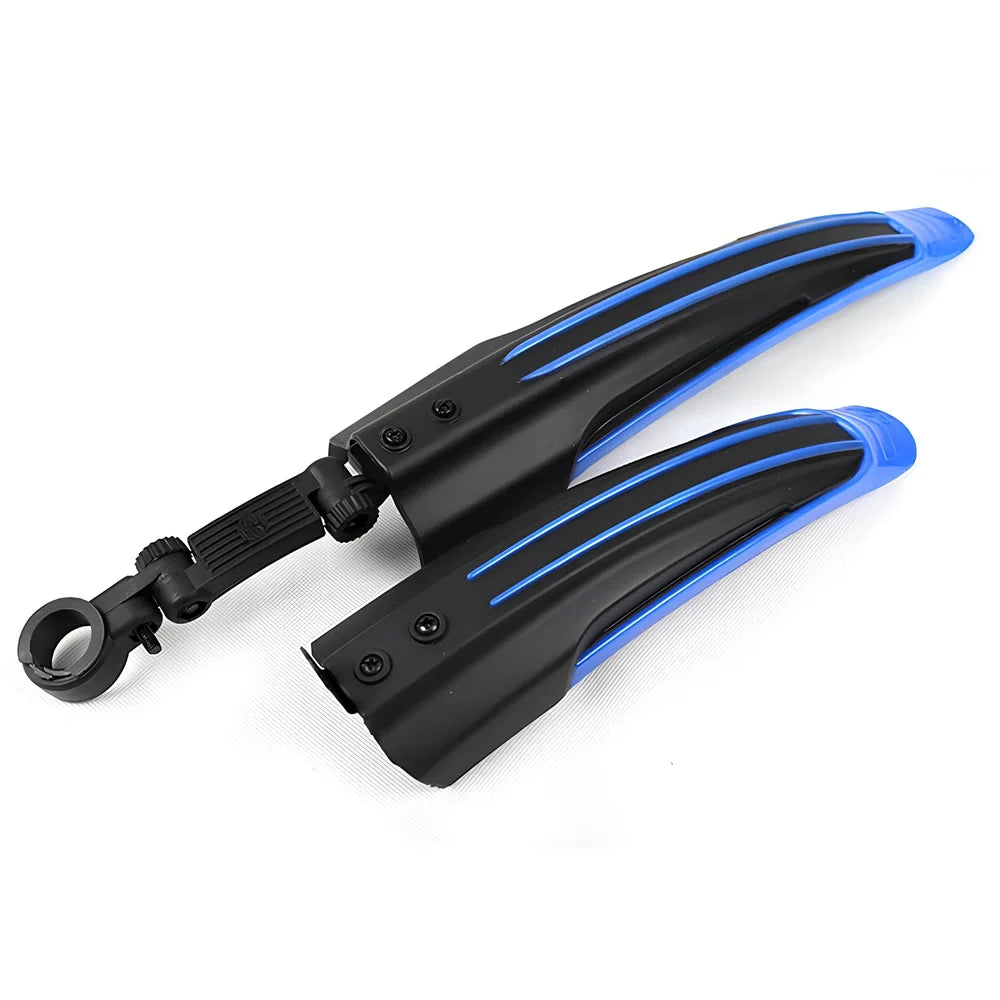 Mountain bike mudguard with 360-degree folding shown in black on 26-inch mountain bike wheel