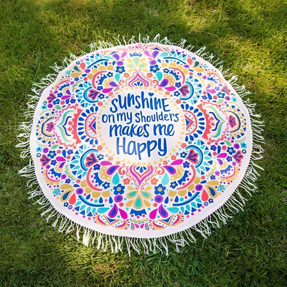 150cm Bohemian pattern beach towel with quick-dry polyester in five colour options