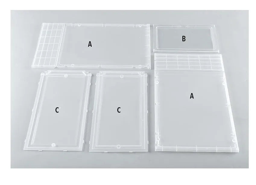 Foldable PP sneaker storage box with cover, internal size 32.5x23x17.5cm, black or transparent, stackable shoe organiser