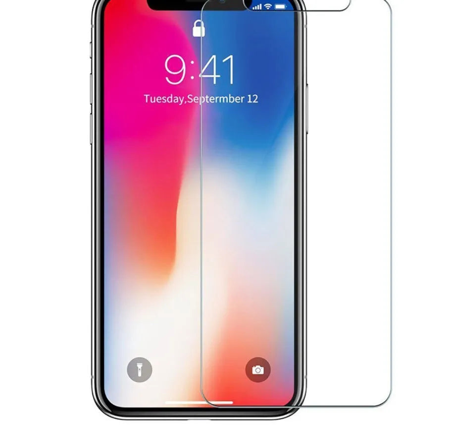 Tempered glass screen protector with 9H hardness and oleophobic coating for iPhone and Samsung phones