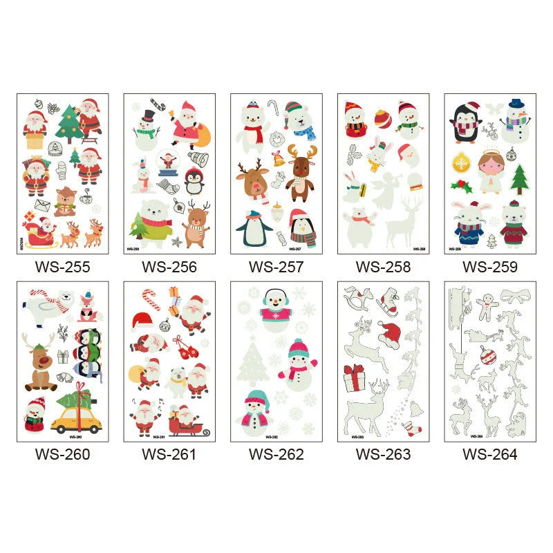 Festive Santa Claus Glow-in-the-Dark Tattoo Stickers for Holiday Decoration