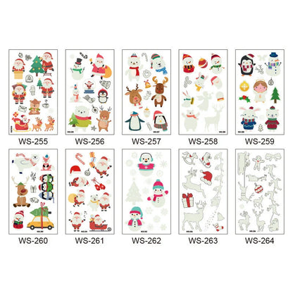 Festive Santa Claus Glow-in-the-Dark Tattoo Stickers for Holiday Decoration
