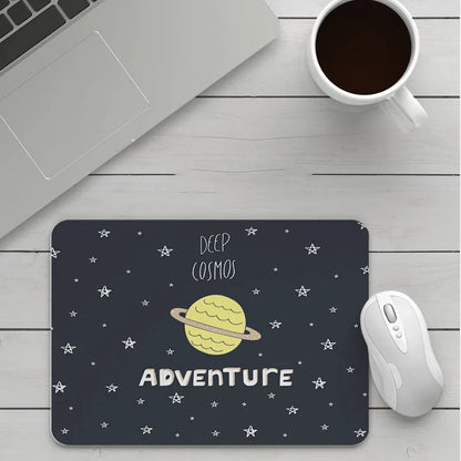 Customisable thick cartoon mouse pad with non-slip base, showing sample patterns like strawberry, cat, and whale designs.