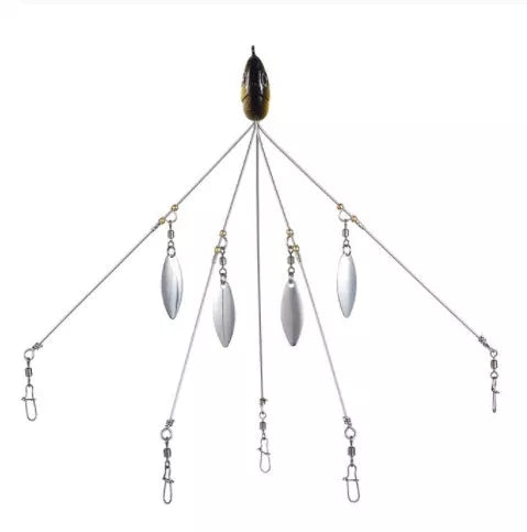 Bassdash Umbrella Fishing Lure with 5 swivels and metal sequins for enhanced fish attraction