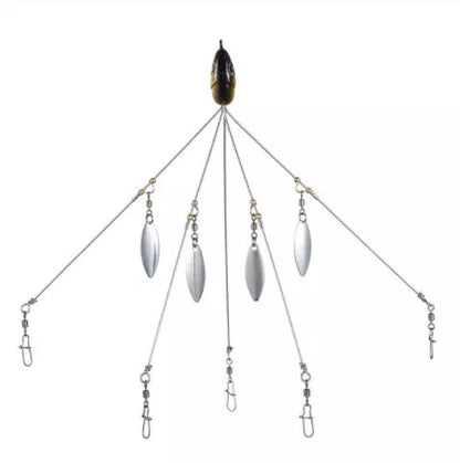 Bassdash Umbrella Fishing Lure with 5 swivels and metal sequins for enhanced fish attraction