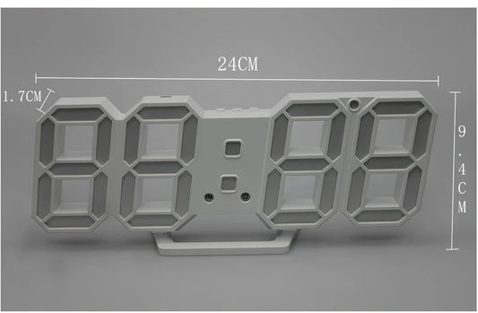 3D LED digital clock showing time and temperature display with adjustable brightness settings