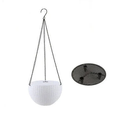 A 210mm diameter hanging basket planter with an attached chain, shown in one of seven available colours.