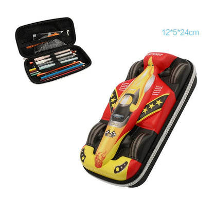 Waterproof leather pencil case in medium size, dark blue, light blue, and black