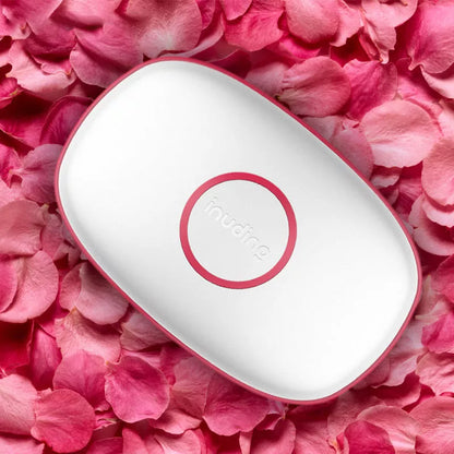 Microwaveable hand warmer hot water bottle with corduroy cover in blue and pink