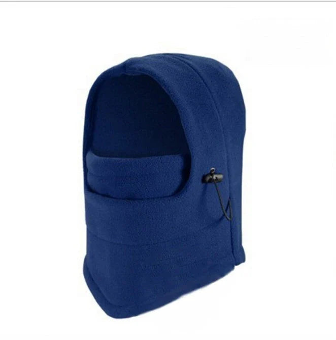 A versatile windproof ski hat with an integrated face mask and neck gaiter, providing complete protection from the elements during outdoor activities.