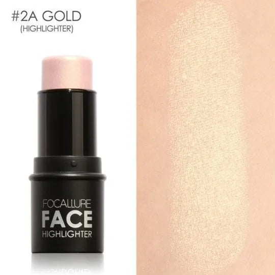 Powder face contour highlighter compact with four colour shade options for targeted facial highlighting