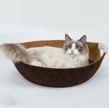 Pet Perch Cat Scratcher Bed House in various colors with zipper design and throw pillow